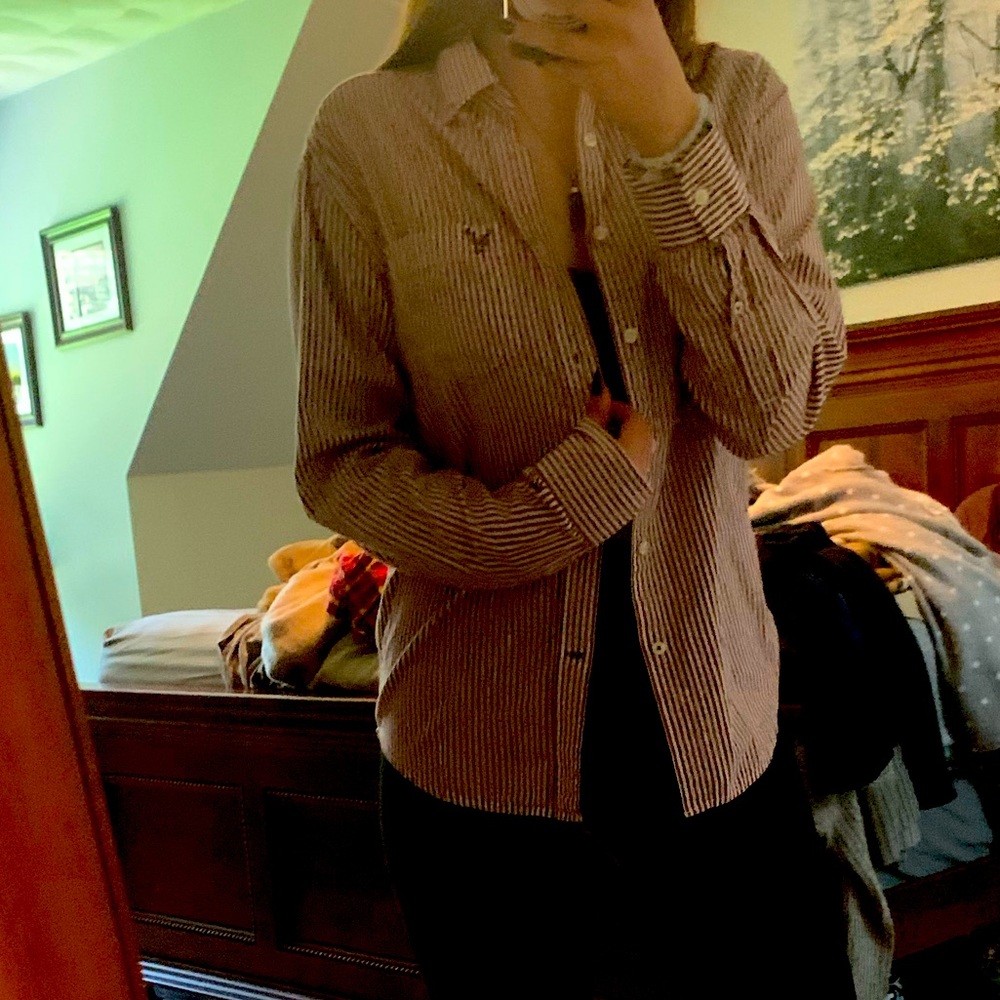 Striped pink button down